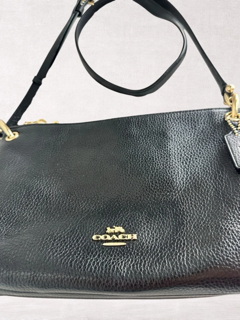 Coach Mia Black Leather crossbody Bag with Gold Hardware